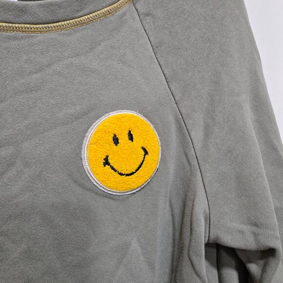 Hayden Los Angeles Smiley Patch Sweatshirt Medium Olive - Picture 6 of 7